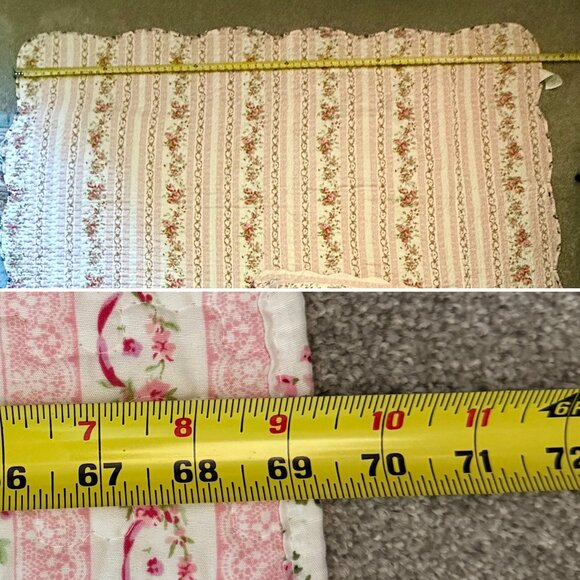 Floral Quilt Twin Full Pink Green Reversible Bedding and Pillow Sham Cottage - Picture 12 of 14